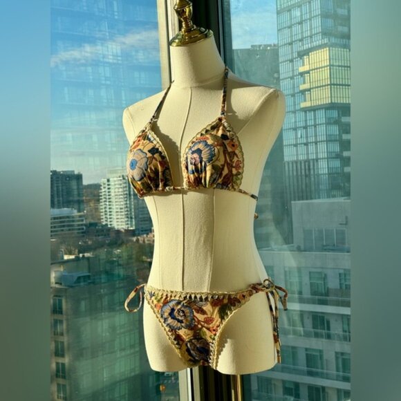 🆕 ZIMMERMANN 🧿 NWT Junie Crochet Edge Floral Print Bikini Sz 3 US 8 / 10 - Picture 5 of 13